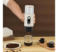 Diyeeni Pequeña Máquina para Cafeteras, Fabricante de café Exprés Eléctrico Portátil, café y Cápsula Molida, Autocalación, 20 Bar de 12v Mini Cafetera de Viaje con Batería de 2500 MAh (Beige)
