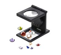 Diyeeni Pocket Magnifier 30X Lupa Portátil Plegable con 2 Luces LED, Adopta Materiales de Aleación de Zinc y una Cubierta de Almacenamiento de Cuero PU