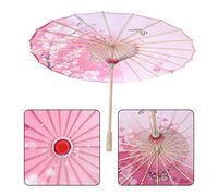 Diyeeni Sombrilla tradicional china hecha de tela resistente, diámetro del paraguas 82 cm, mango de madera 55 cm, maravilloso traje de baile fotografía suministros de arte fiesta(Rosado)