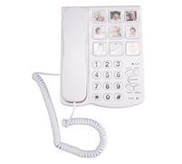 Diyeeni Teléfono con Botones Grandes para Personas Mayores, Teléfono Fijo con Función Manos Libres, 9 Botones de Imagen, Control Remoto SOS y SOS, Volumen Ajustable, para Personas