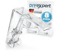 DIYexpert Pinzas para mantel transparentes, fabricadas en Alemania, 8 unidades, resistentes para mesas gruesas de hasta 45 mm, resistentes a la intemperie y antideslizantes, para jardín, balcón e