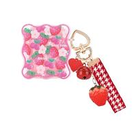 DiyGody Bonito Funda Compatibile con Airpods 1&2 Generación con Llavero Cascabel, Estuche Protección con Dibujo de Fresa Cereza para Mujeres, Cover en Silicona Antigolpes Anti-Arañazos Antideslizante