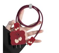 DiyGody Bonito Serie de Protectora Adaptador de Cargador 18/20W Compatible con iPhone, Protección Cable Cargador con Dibujo de Cereza para Mujeres, Previene Cable Wrap Enrede Rompa para USB-C Tipo-L