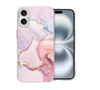 DiyGody Brillante Carcasa Protectora Compatible con iPhone 16 Plus 6,7 Pulgadas, Funda de Silicona TPU Suave con Mármol Rosa para Mujeres Hombres, Case Protectora de Teléfono Ultradelgada Antiarañazos