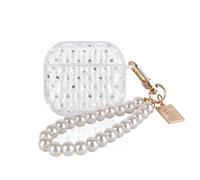 DiyGody Brillante Funda Compatibile con Airpods 4 Generación con Llavero Perlas, Cover Protectora con Diamante Sparkling para Mujeres, Case Protección de TPU Antigolpes Anti-Arañazos Antideslizante
