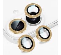 Diygody - Cámara trasera protectora compatible con iPhone 17, diseño con purpurina 9H HD claro vidrio templado protector lente anti-arañazos cubierta completa para iPhone 17/16/16 Plus, oro