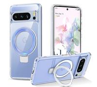 DiyGody Funda Magnética Compatible con Google Pixel 8 Pro 6.7 Pulgada, Acrílico TPU Carcasa con Anillo Soporte Invisible Magnético Metálico, Funda Protectora de Transparente Antigolpes Anti-Arañazos