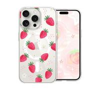 DiyGody Funda Magnética Compatible con iPhone 15 Pro MAX, Carcasa con Imanes Incorporados Compatible con MagSafe, Cover Protectora con Motivo de Fresas Flores, Antigolpes Anti-Arañazos Antideslizante