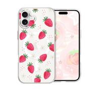 DiyGody Funda Magnética Compatible con iPhone 16 6,1" 2024, Carcasa con Imanes Incorporados Compatible con MagSafe, Cover Protectora con Motivo de Fresas Flores,Antigolpes Anti-Arañazos Antideslizante