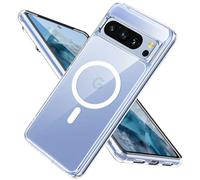 DiyGody Funda Magnética para Google Pixel 8 Pro 6.7 Pulgada con HaloLock, Imanes Incorporados Compatible con MagSafe,Carcasa Protectora Transparente de TPU Acrílico Resistente Antigolpes Anti-Arañazos