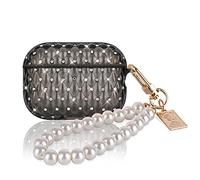 DiyGody Funda Protectora para Airpods Pro 2 Generación, Estuche de Diamante Sparkling con Llavero de Perlas para Mujeres, Case Protección de TPU Antichoque Antiarañazos para Airpods Pro 2 2022 - Negro