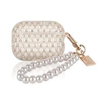 DiyGody Funda Protectora para Airpods Pro 2 Generación, Estuche de Diamante Sparkling con Llavero de Perlas para Mujeres, Case Protección de TPU Antichoque Antiarañazos para Airpods Pro 2 2022 - Beige