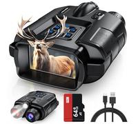Diyimin Prismáticos con visión nocturna 4K, zoom 8X, IR 600 m, 5000 mAh, pantalla HD de 3 pulgadas, gafas de visión nocturna para adultos, con tarjeta TF de 64 GB, impermeable IP65 y ligero, para