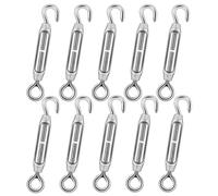 DIYLAND 10Pcs M4 Tensores de Alambre Inoxidable, Gancho y Ojo Tensor de Alambre Tensor Cuerda Tendedero Ajustable para Alambre de Jardín, Luz de Cuerda DIY, Alambre para Colgar Cuadros y Cortinas