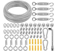 DIYLAND 3mm Cable de Acero Inoxidable, 35m/3mm PVC Recubierto de Alambre de Jardín con Tensores de Alambre de Tensores Kit para Plantas Trepadoras, Valla, Cuadro, Asegurando la Sombra