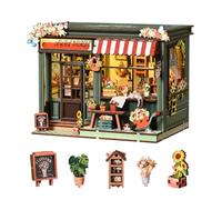 Diymnhaus - Kit de casa de muñecas en miniatura, casa de flores verdes, modelo arquitectónico, mini casa con luces LED, kit de manualidades en miniatura para adultos, kit de montaje romántico