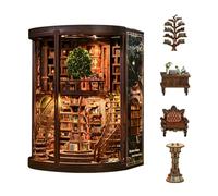 Diymnhaus - Kit de casa de muñecas en miniatura en 3D, montaje de madera, anillo de árbol, librería, modelo de construcción, kit de montaje para adultos, kit de rincón de libros, pieza decorativa
