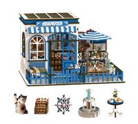 Diymnhaus - Kit de casa de muñecas en miniatura, modelo arquitectónico de café azul, kit de montaje para adultos, mini villa junto al mar, casa pequeña, rompecabezas de madera 3D, decoración del hogar
