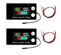 Diymore 2PCS Medidores de Batería,Indicador de Voltaje de Capacidad de Batería Monitores con sonda de temperatura,DC 12V 24V 36V 48V 72V 84V Battery Meter