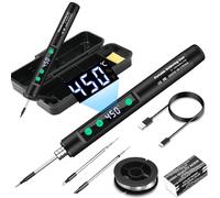 diymore Kit de soldador inalámbrico USB-C con pantalla LCD, temperatura ajustable de 260 ℃-450 ℃, bolígrafo de soldadura portátil recargable para reparación de electrónica, proyectos de bricolaje