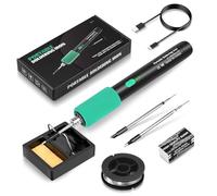 diymore Kit de soldador USB-C, bolígrafo de soldador inalámbrico, temperatura ajustable de 3 velocidades de 180 ℃ a 450 ℃, recargable portátil, con 3 puntos de soldadura para proyectos de reparación