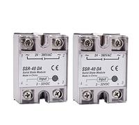 Diymore Módulo de relé de estado sólido 2PCS con cubierta de plástico 40A SSR-40DA DC-AC, entrada 3-32VCC, salida 24-380VAC