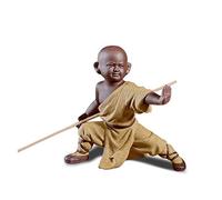 DIYOMR Figuras de monje chino de Kung Fu Shaolin Artesanías Adornos Estatuas, Escultura de cerámica de color Kung Fu Artes marciales para decoración del hogar Display Desktop (amarillo)