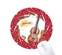 DIYthinker Acuarela de Instrumento patrón combinación Musica Wheel Mouse Pad de Goma roja Redonda
