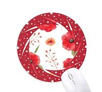 DIYthinker Acuarela Flores Corn Poppy Orejas Wheel Mouse Pad de Goma roja Redonda