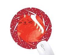 DIYthinker Acuarela Naranja Sonriente Gato de Grasa Animal Wheel Mouse Pad de Goma roja Redonda