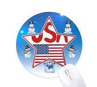 DIYthinker America National Flag Rojo Patron Muñeco de Nieve Mouse Pad Redondo Star Mat