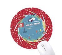 DIYthinker Amo a Hong Kong Lugares Famosos Wheel Mouse Pad de Goma roja Redonda