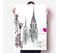 DIYthinker Amo Nueva York América del País Ciudad Vinilo Etiqueta de la Pared del Cartel Mural del Papel Pintado de la Etiqueta de Habitaciones 80X55Cm 80cm x 55cm