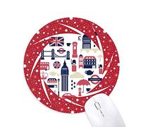 DIYthinker Amor corazón Puente de Londres Reino Unido Inglaterra, el Big Ben, el Ojo de Londres Muestra patrón Wheel Mouse Pad de Goma roja Redonda