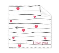 DIYthinker Amor Día I Imagen De San Valentín con Línea De Corazón Rosa Y Nudo Dibujo Ilustración Patrón Paño De Vidrios del Trapo De Limpieza Limpiador De La Pantalla del Teléfono 5Pcs