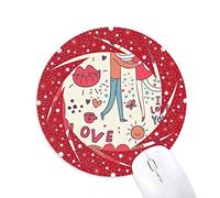 DIYthinker Amor Pareja Flor Planta Pintura Wheel Mouse Pad de Goma roja Redonda