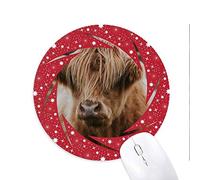 DIYthinker Animales Salvajes terrestres organismo Buffalo Wheel Mouse Pad de Goma roja Redonda