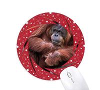 DIYthinker Animales Salvajes terrestres organismo Orang Utan Wheel Mouse Pad de Goma roja Redonda