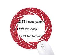 DIYthinker Aprender a Vivir la Esperanza de Citar Wheel Mouse Pad de Goma roja Redonda