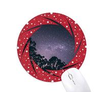 DIYthinker árboles Estrellas Milky Way Night Sky Wheel Mouse Pad de Goma roja Redonda