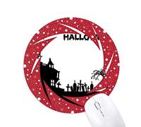 DIYthinker Arboles Felices el temor a los Fantasmas de Halloween Wheel Mouse Pad de Goma roja Redonda