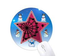 DIYthinker Balloon Ferris Wheel Amusement Park Muñeco de Nieve Mouse Pad Redondo Star Mat