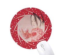 DIYthinker Belleza de Corte de Papel Pintura China Wheel Mouse Pad de Goma roja Redonda