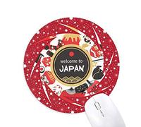 DIYthinker Bienvenido a Japón Estilo japones Sushi Wheel Mouse Pad de Goma roja Redonda