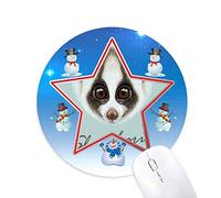 DIYthinker Big Eyed White Brown Loris Animal Muñeco de Nieve Mouse Pad Redondo Star Mat