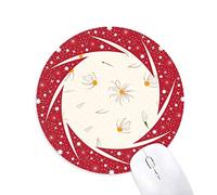DIYthinker Blanco Flor Planta Pera pétalo de Flor Wheel Mouse Pad de Goma roja Redonda