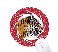 DIYthinker Cabeza de Tigre Cerca de King Animal Salvaje Wheel Mouse Pad de Goma roja Redonda