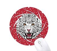 DIYthinker Cabeza de Tigre Cerca de King Animal Wheel Mouse Pad de Goma roja Redonda