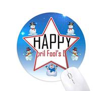 DIYthinker Celebrar el día de los Inocentes bendición Festival Fiesta celebración de Gala Palabras Muñeco de Nieve Mouse Pad Redondo Star Mat