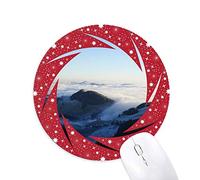 DIYthinker Cielo Naturaleza Nubes Niebla montaña Ciudad Wheel Mouse Pad de Goma roja Redonda